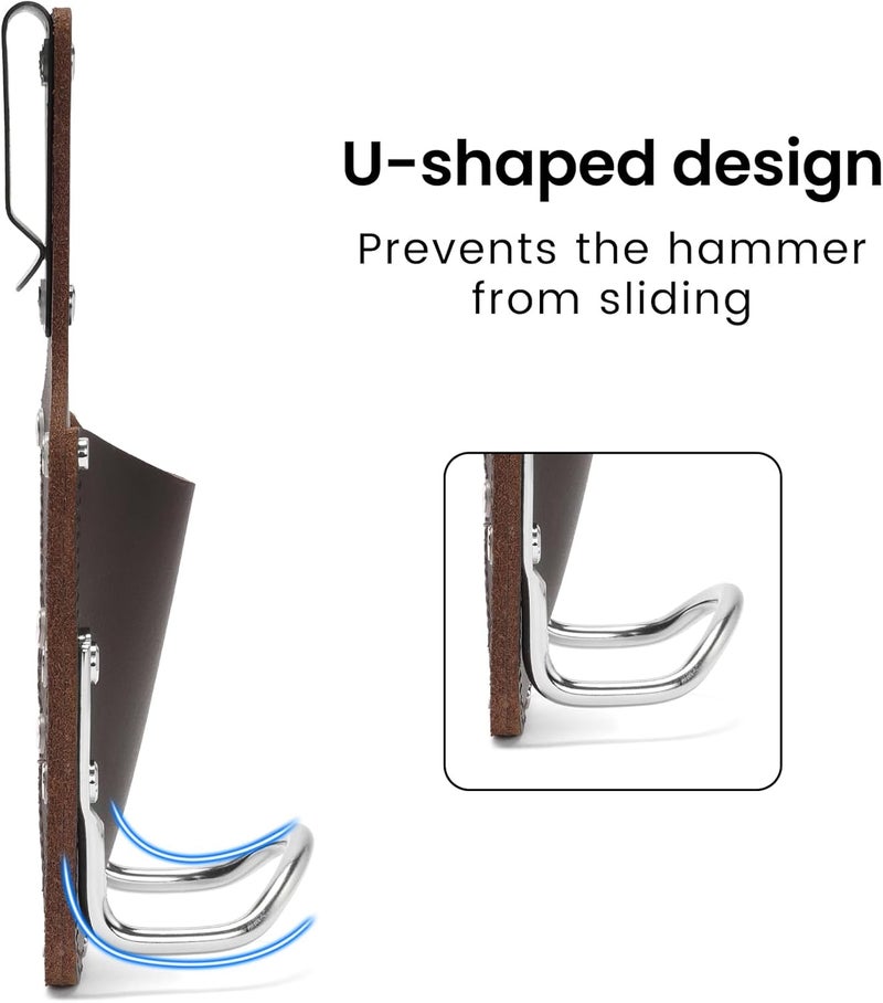 compuda Hammer Holder,Hammer Holder for Belt,Tool Holder Pliers Holster Knife Holster, Hammer Holster Made with Genuine Leather and Heavy-Duty Steel,for Construction Electrician Carpentry Garden Pruning. - Image 5